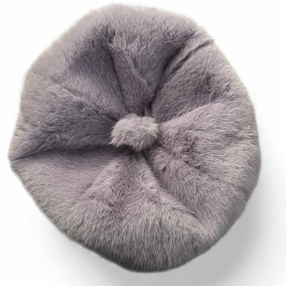 Gorgeous! Pastel Lavender Lilac Purple Faux Fur Beret Glamour Cutegoth Kawaii - Picture 2 of 3